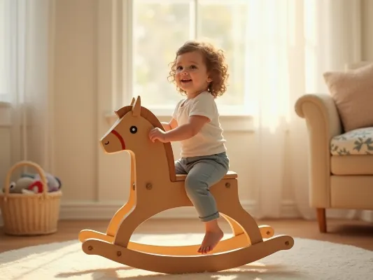 Child playing on a rocking horse