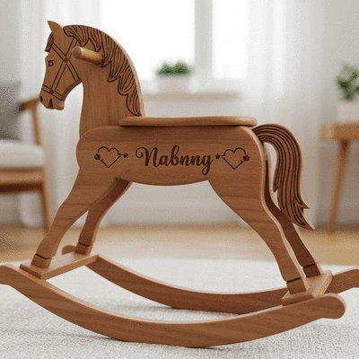 Personalized rocking horse with child's name engraved