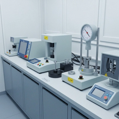 Toy safety testing in a laboratory with equipment, emphasizing EN 71-1 standards