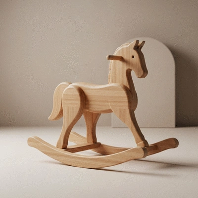 Beautifully crafted wooden rocking horse as a classic toy product showcase