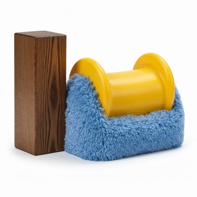 Close-up of different rocking horse materials: wood, plastic, fabric on a white background